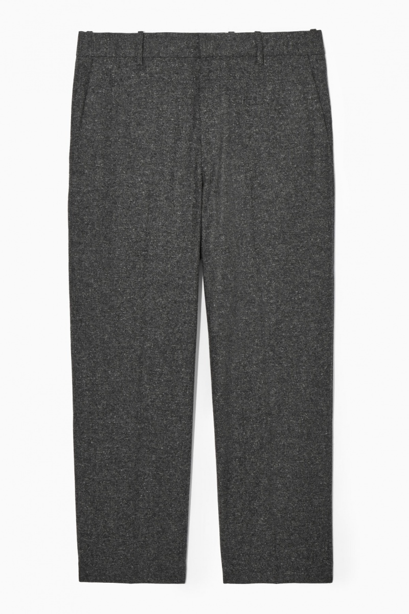 Pánské Kalhoty COS Brushed-Vlna Rovný Šedé | KBAZ-62874