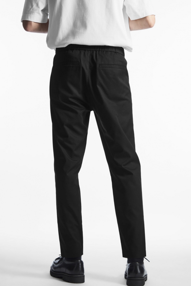 Pánské Kalhoty COS Elasticated Tapered Twill Černé | IVNE-15460