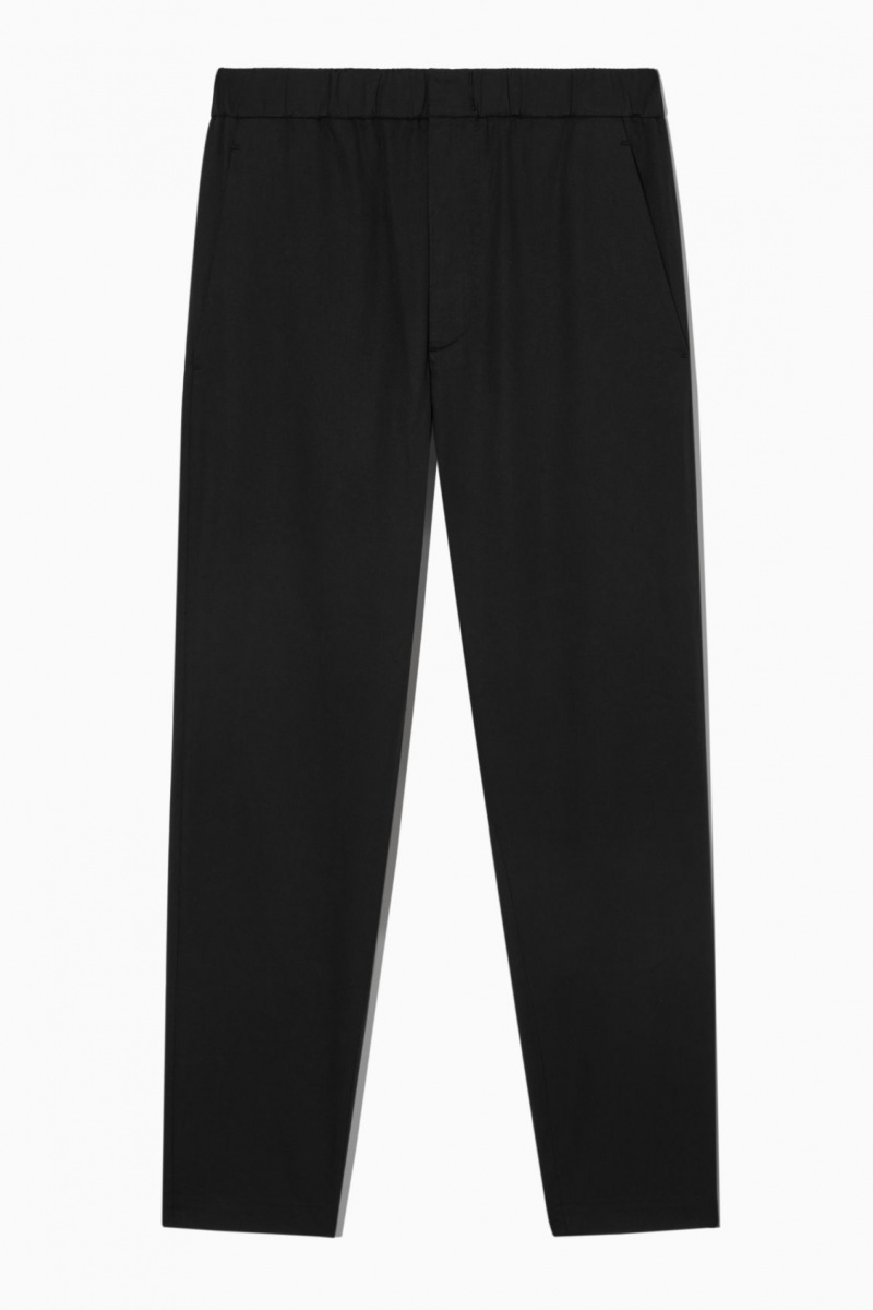 Pánské Kalhoty COS Elasticated Tapered Twill Černé | IVNE-15460