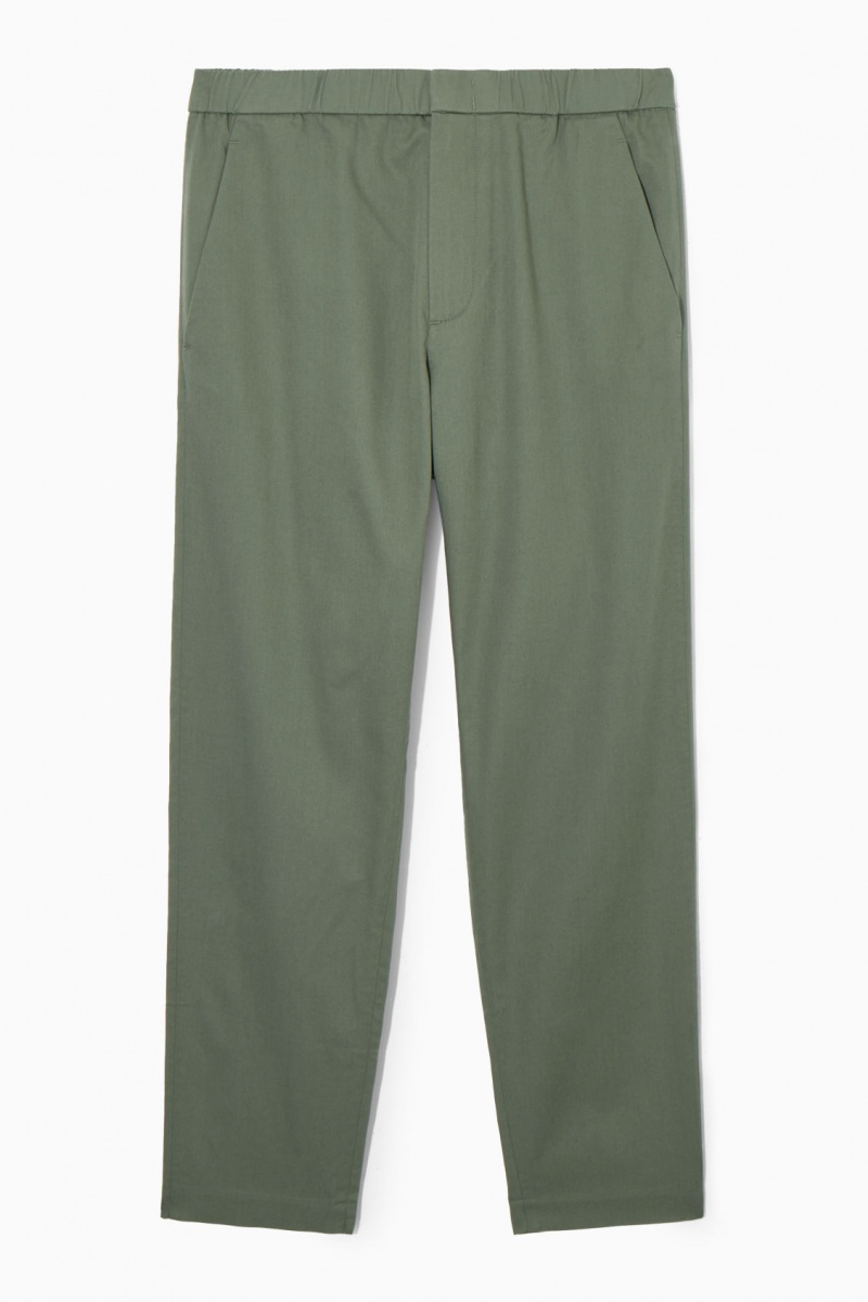 Pánské Kalhoty COS Elasticated Tapered Twill Zelene | ZOUT-68217