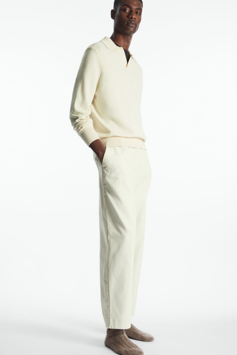 Pánské Kalhoty COS Elasticated Twill Bílé | YZLU-39167