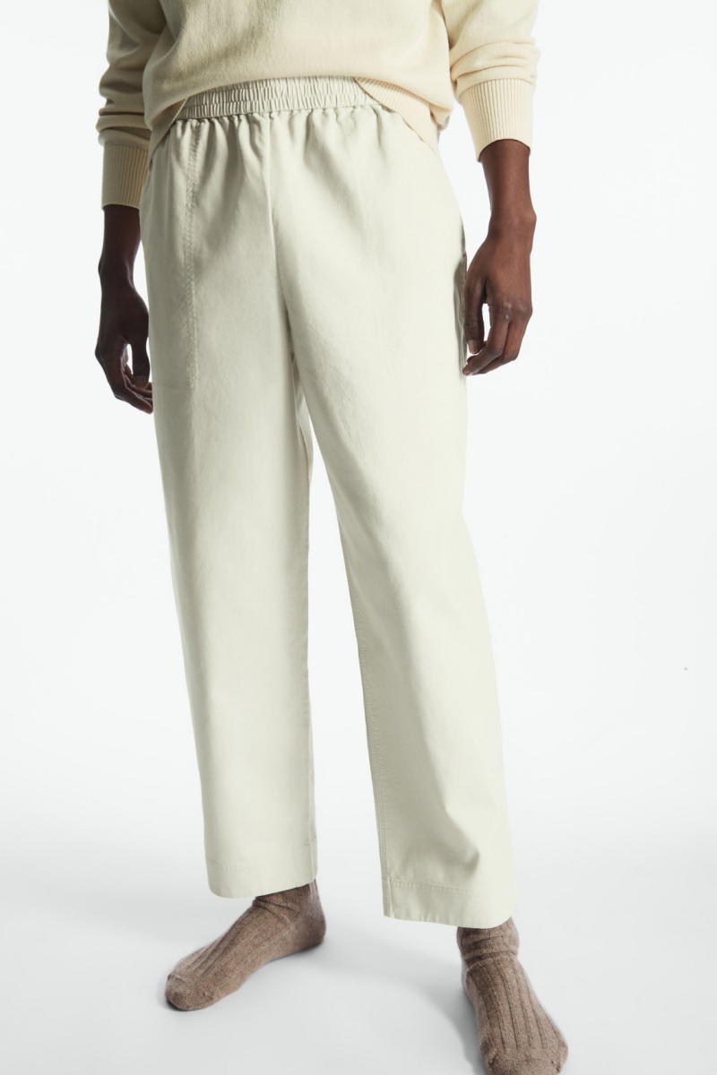 Pánské Kalhoty COS Elasticated Twill Bílé | YZLU-39167