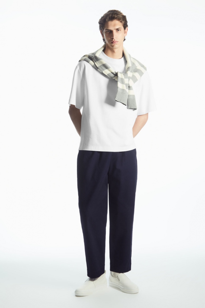 Pánské Kalhoty COS Elasticated Twill Tmavě Blankyt | XLFJ-62937