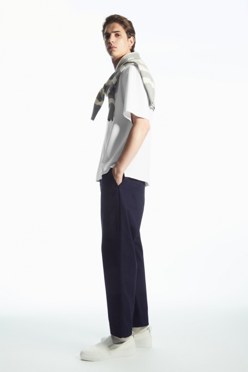 Pánské Kalhoty COS Elasticated Twill Tmavě Blankyt | XLFJ-62937