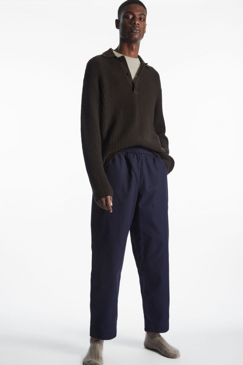 Pánské Kalhoty COS Elasticated Twill Tmavě Blankyt | XLFJ-62937