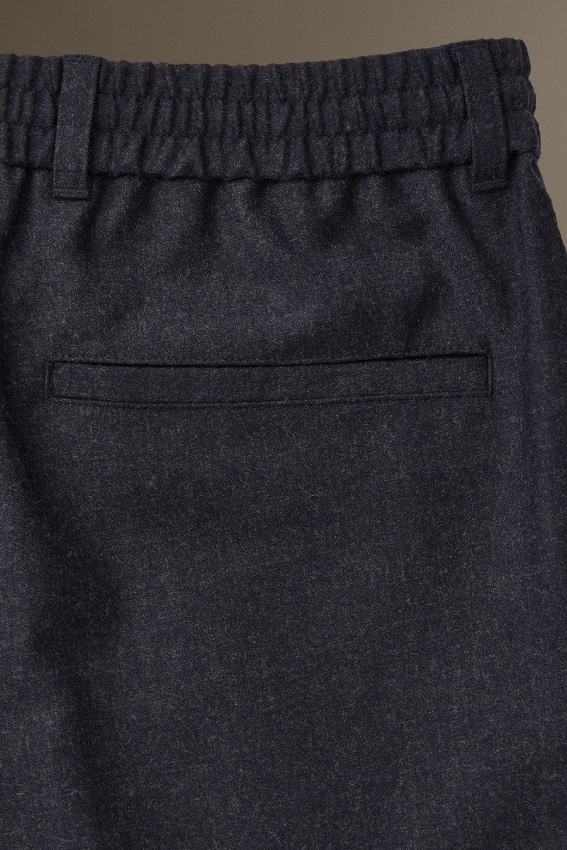 Pánské Kalhoty COS Elasticated Vlna-Flannel Tapered Tmavě Blankyt | JTGH-01742