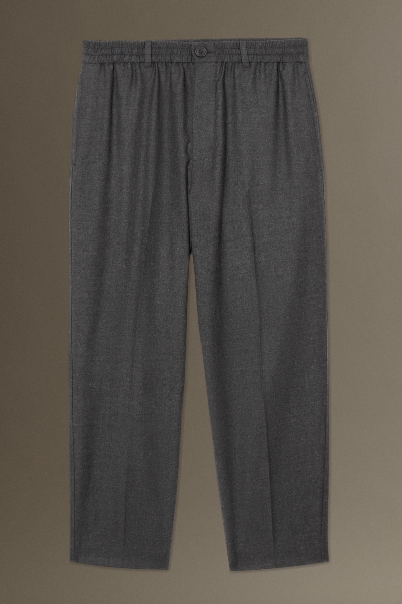 Pánské Kalhoty COS Elasticated Vlna-Flannel Tapered Šedé | ZPDI-80351