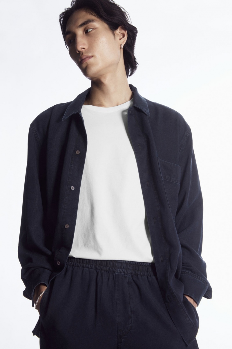 Pánské Kalhoty COS Rovný-Leg Lehké Denim Tmavě Blankyt | IWTH-74362