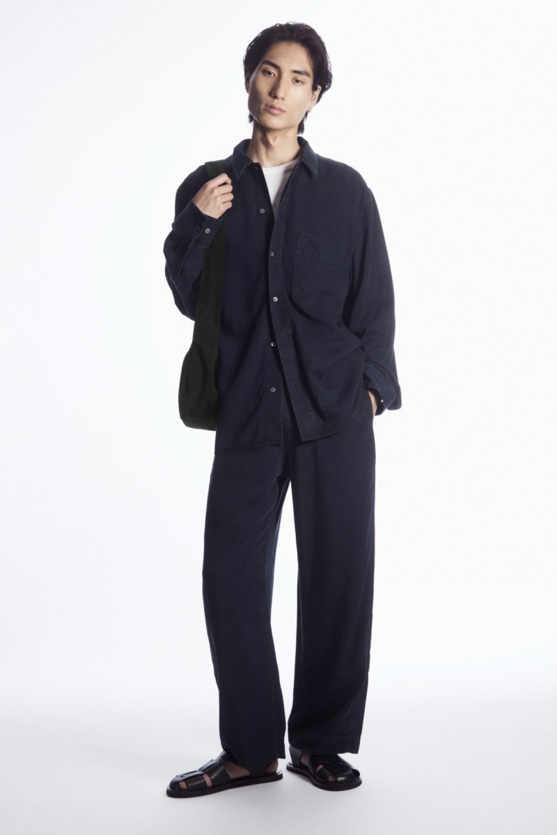 Pánské Kalhoty COS Rovný-Leg Lehké Denim Tmavě Blankyt | IWTH-74362