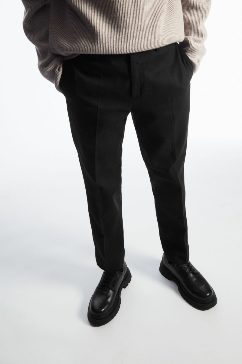 Pánské Kalhoty COS Slim-Leg Tailored Bavlněné Černé | LUMK-26917