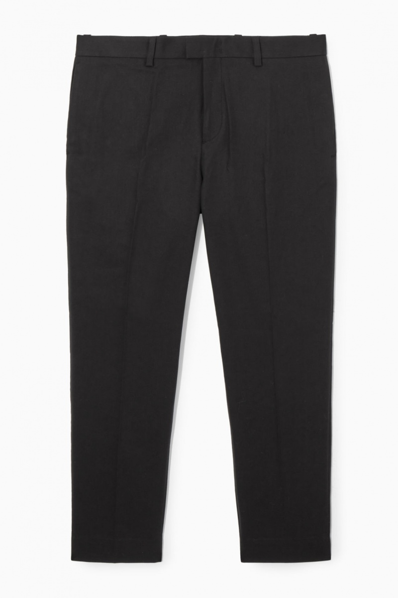 Pánské Kalhoty COS Slim-Leg Tailored Bavlněné Černé | LUMK-26917