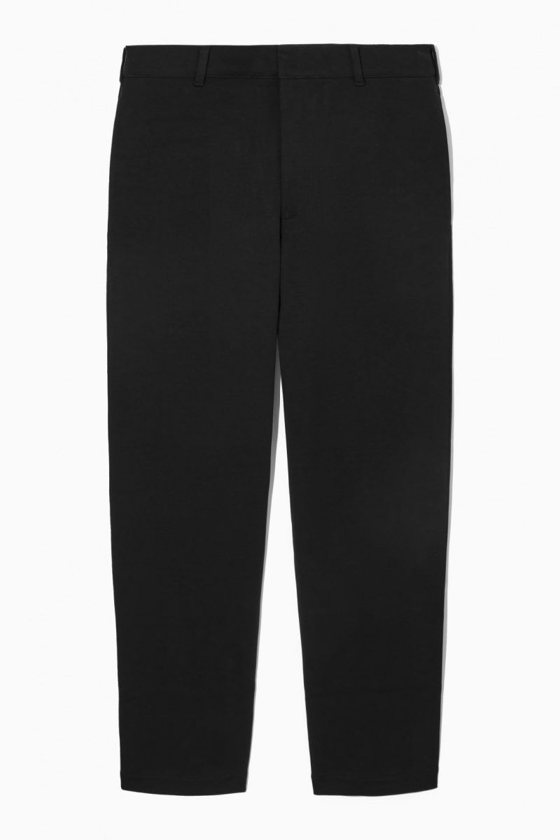 Pánské Kalhoty COS Tapered Bavlněné-Jersey Černé | PBIG-97052
