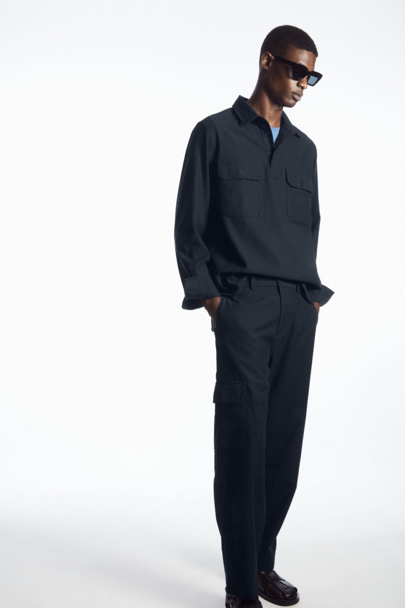 Pánské Kalhoty COS Tapered Utility Tmavě Blankyt | DSFR-41806