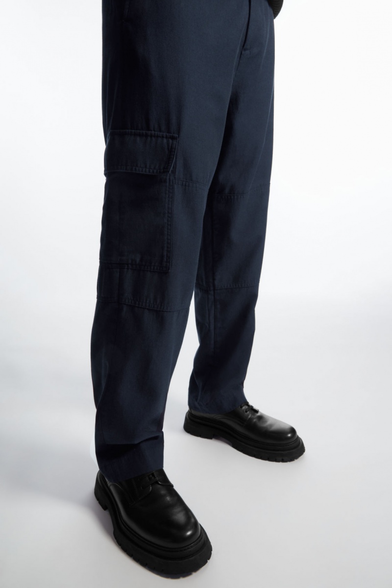 Pánské Kalhoty COS Tapered Utility Tmavě Blankyt | DSFR-41806