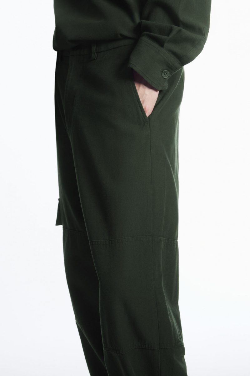 Pánské Kalhoty COS Tapered Utility Tmavě Zelene | RGZY-93126