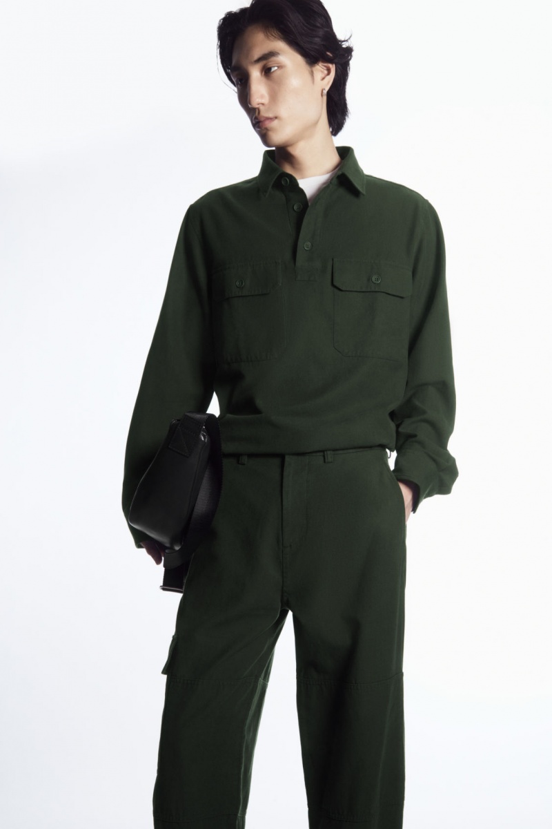Pánské Kalhoty COS Tapered Utility Tmavě Zelene | RGZY-93126