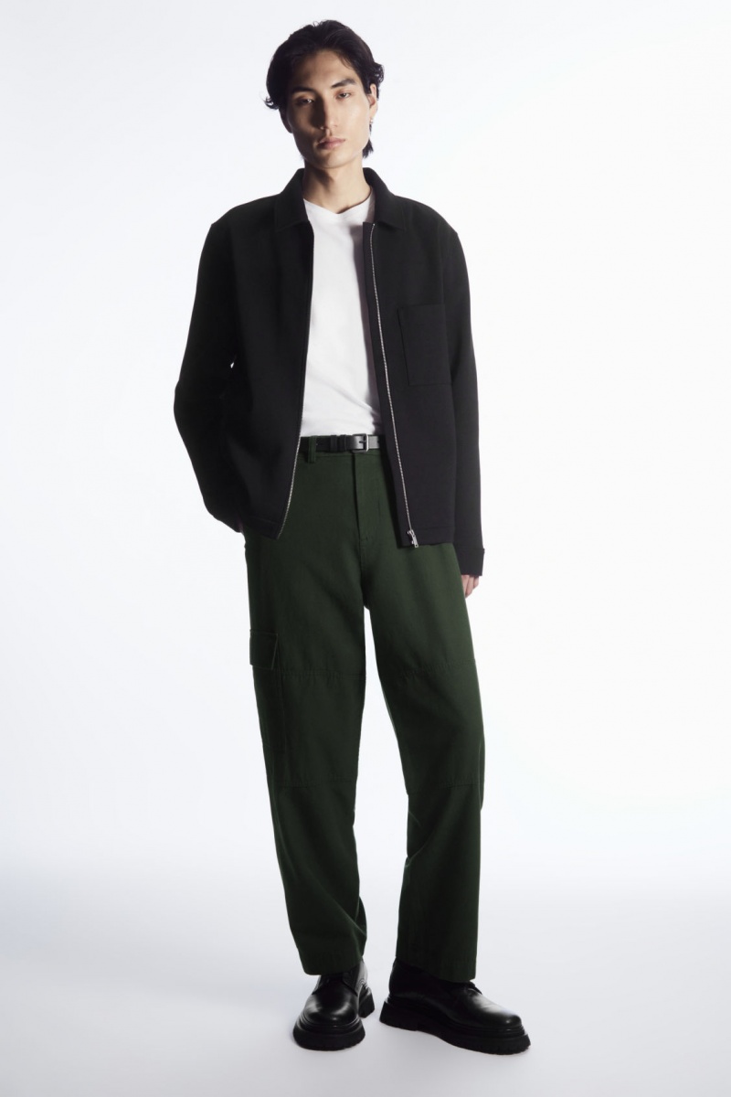 Pánské Kalhoty COS Tapered Utility Tmavě Zelene | RGZY-93126