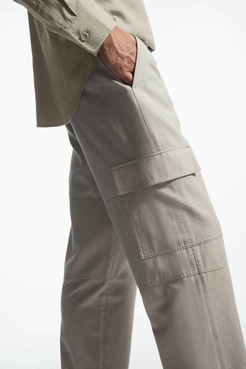 Pánské Kalhoty COS Tapered Utility Šedé | BCUI-24398