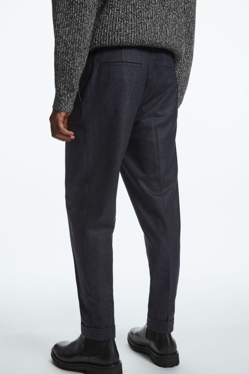 Pánské Kalhoty COS Tapered Vlna Tmavě Blankyt | DBPX-47891