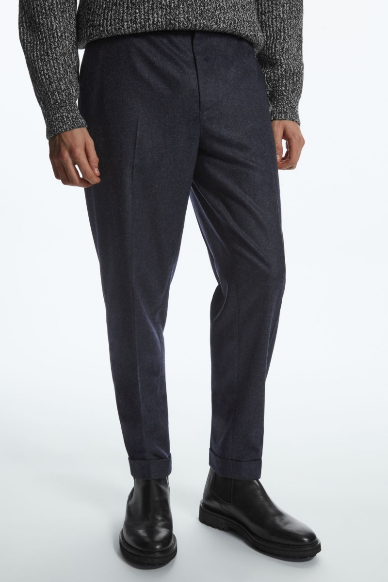Pánské Kalhoty COS Tapered Vlna Tmavě Blankyt | DBPX-47891