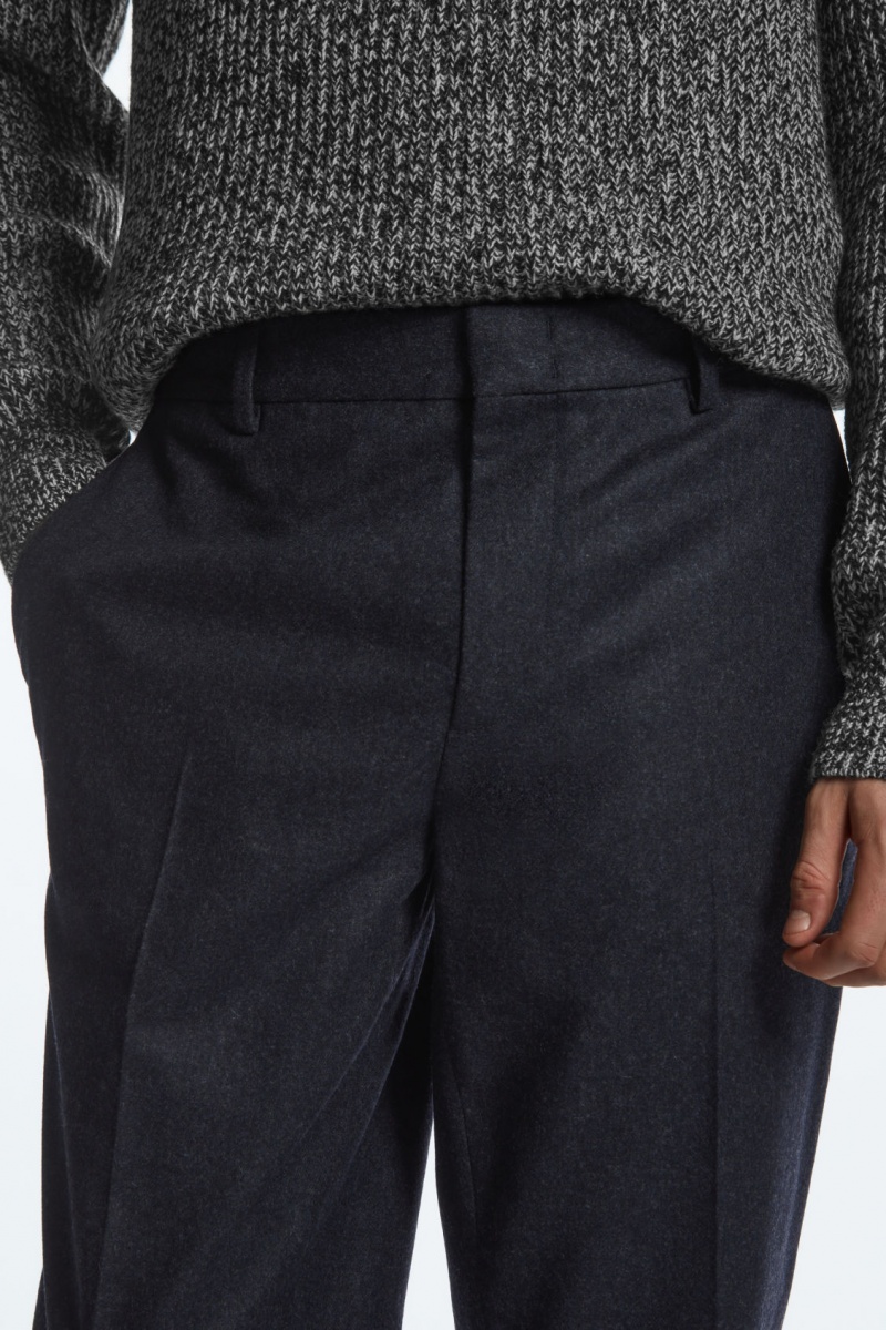 Pánské Kalhoty COS Tapered Vlna Tmavě Blankyt | DBPX-47891
