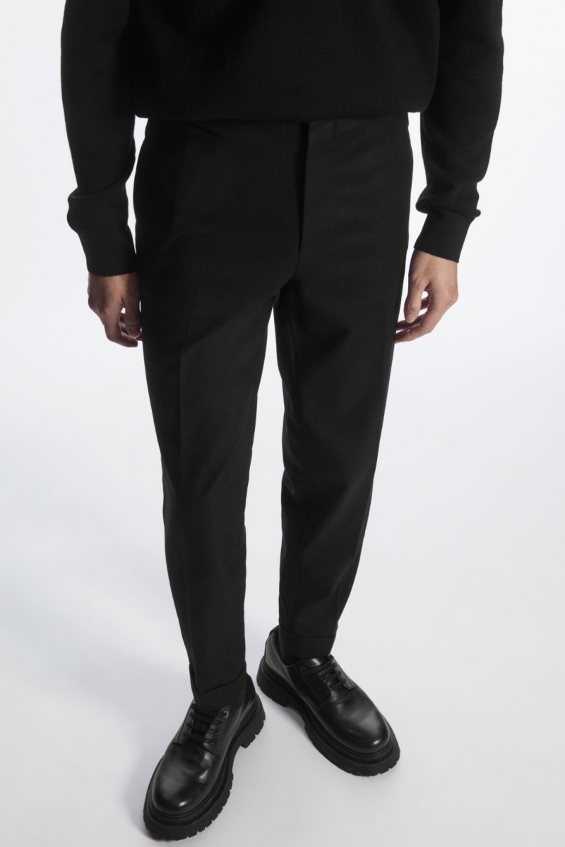 Pánské Kalhoty COS Tapered Vlna Černé | KNFX-51792