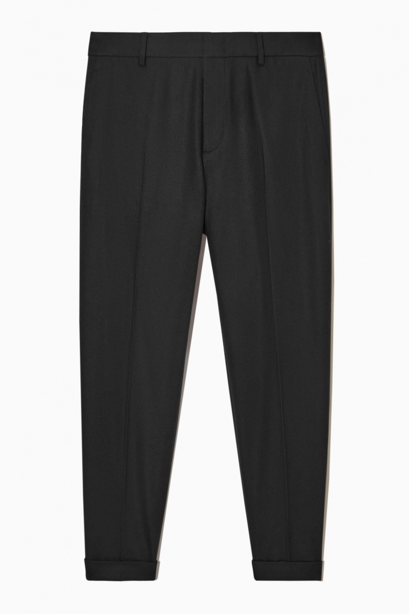 Pánské Kalhoty COS Tapered Vlna Černé | KNFX-51792