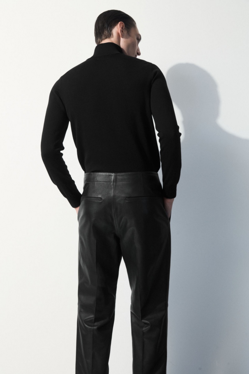 Pánské Kalhoty COS The Tailored Læder Černé | YETC-09342