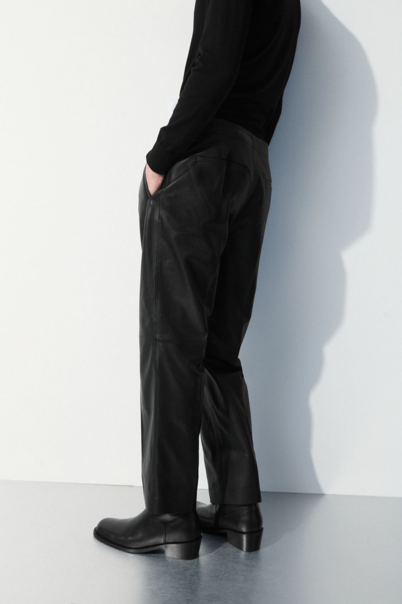 Pánské Kalhoty COS The Tailored Læder Černé | YETC-09342
