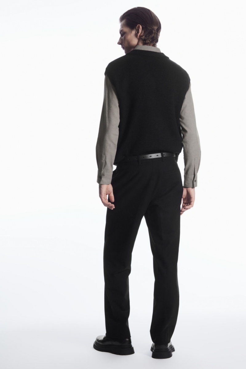 Pánské Kalhoty COS Vlna-Blend Relaxed Tailored Černé | WQND-52763
