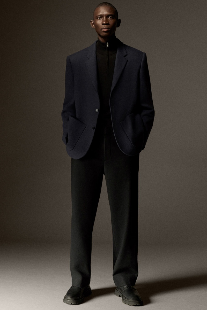 Pánské Kalhoty COS Vlna-Blend Relaxed Tailored Černé | WQND-52763
