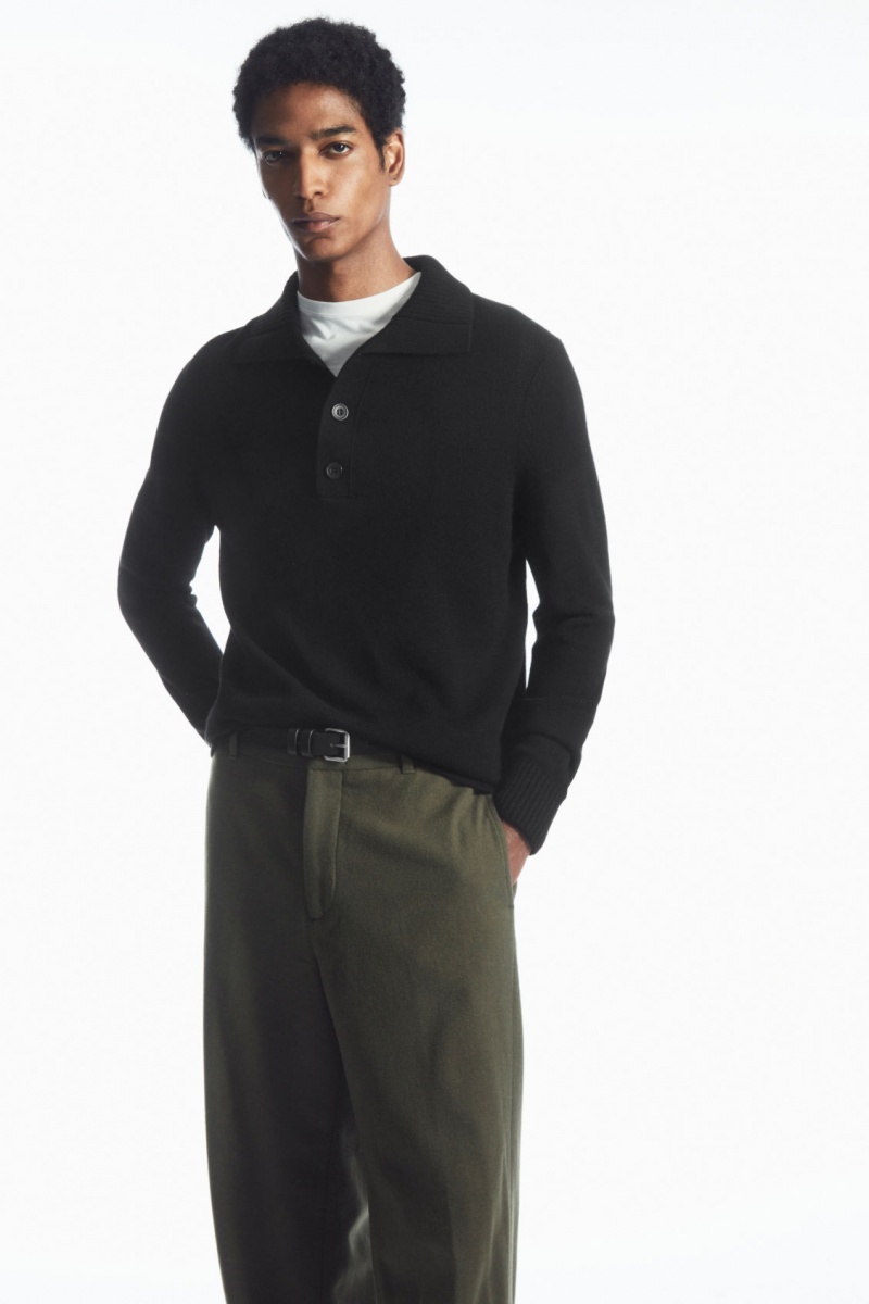Pánské Kalhoty COS Vlna-Blend Relaxed Tailored Tmavě Zelene | XMPB-12637