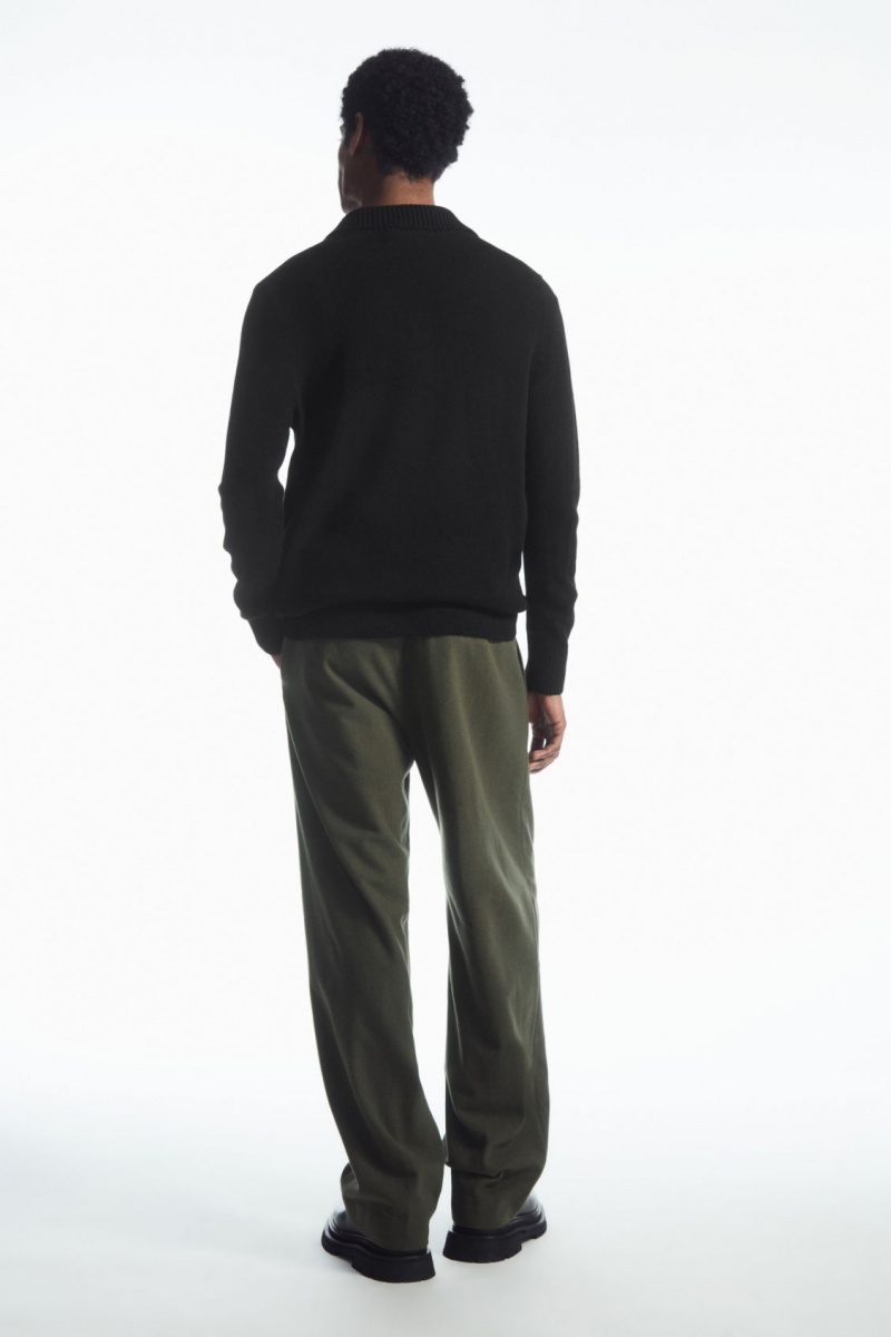 Pánské Kalhoty COS Vlna-Blend Relaxed Tailored Tmavě Zelene | XMPB-12637