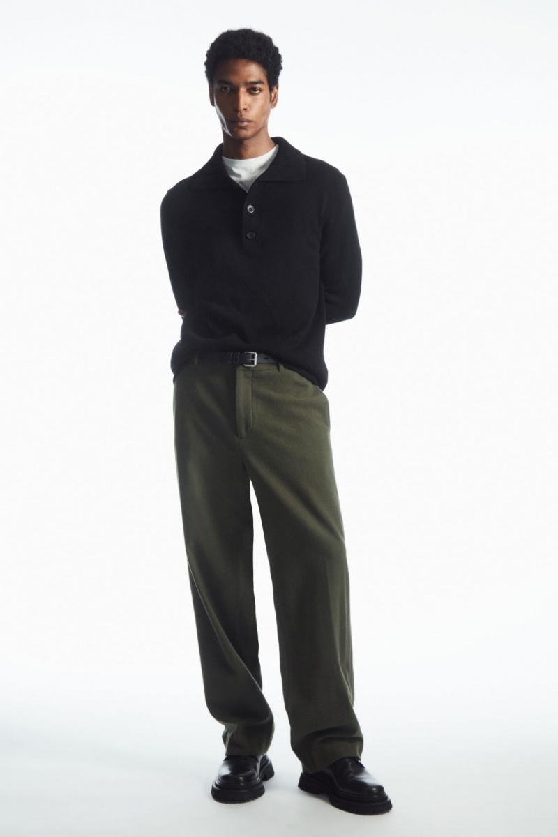 Pánské Kalhoty COS Vlna-Blend Relaxed Tailored Tmavě Zelene | XMPB-12637