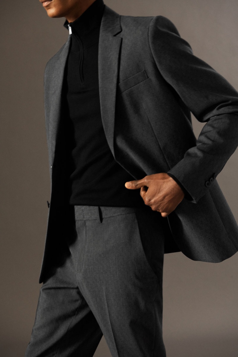 Pánské Kalhoty COS Vlna-Jacquard Slim Šedé | EBGJ-42683