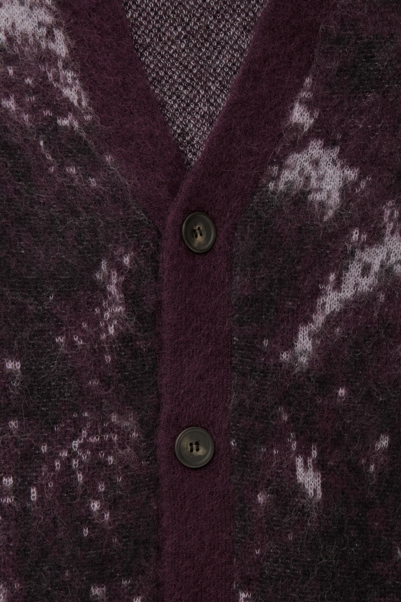 Pánské Kardigan COS V-Neck Brushed Mohair-Blend Vínové Černé | UYMJ-90281