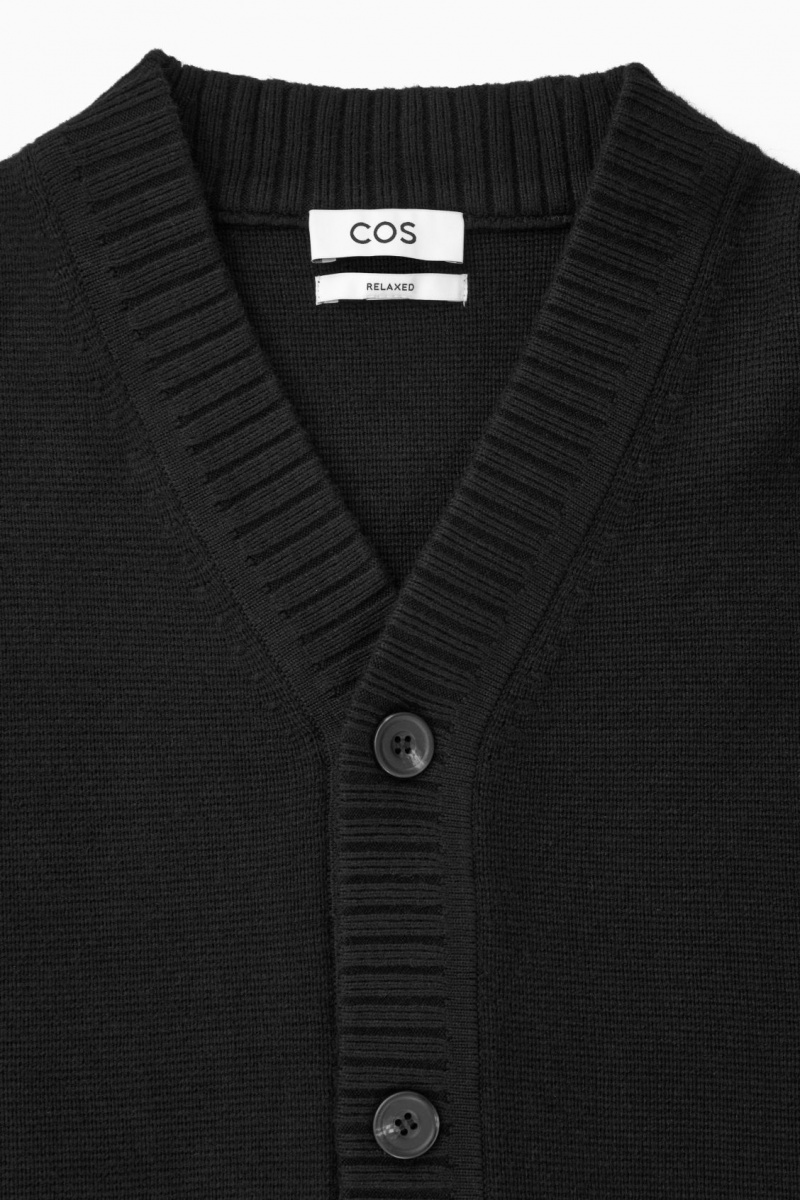 Pánské Kardigan COS V-Neck Vlna-Blend Černé | LZPD-35714