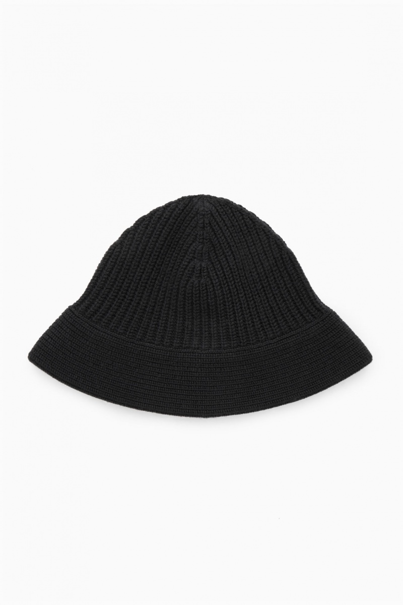 Pánské Klobouky COS Pletené Merino Vlna Bucket Černé | DAXM-46750