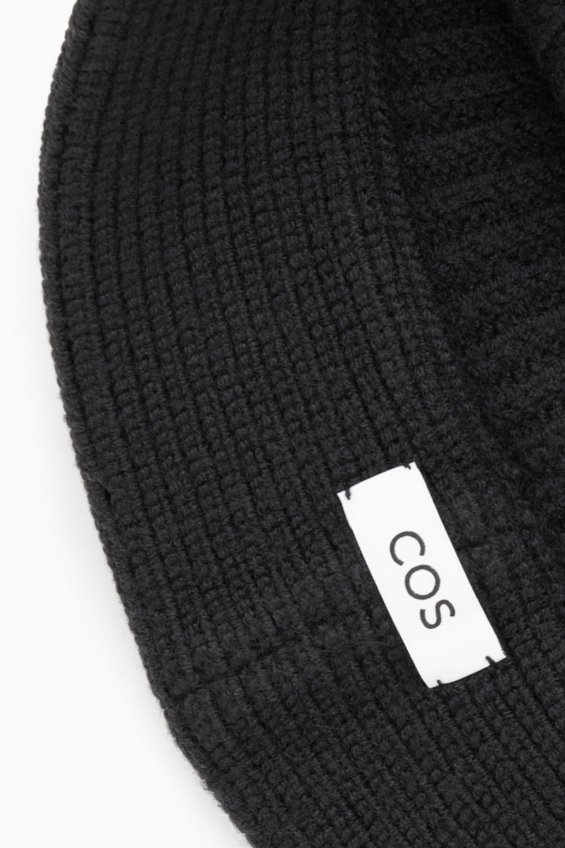 Pánské Klobouky COS Pletené Merino Vlna Bucket Černé | DAXM-46750