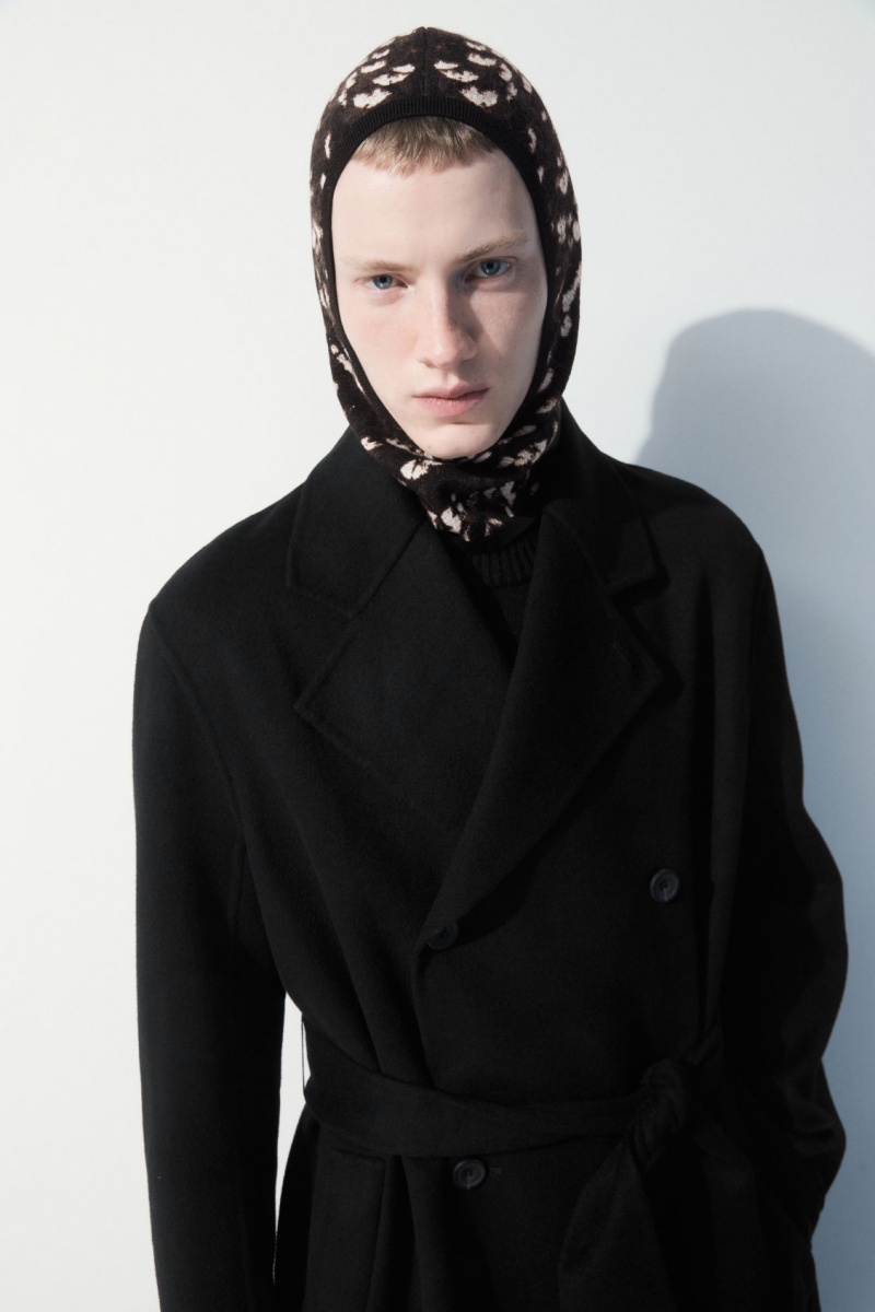 Pánské Klobouky COS The Feather-Print Balaclava Tmavě Hnědé | OXAK-03682