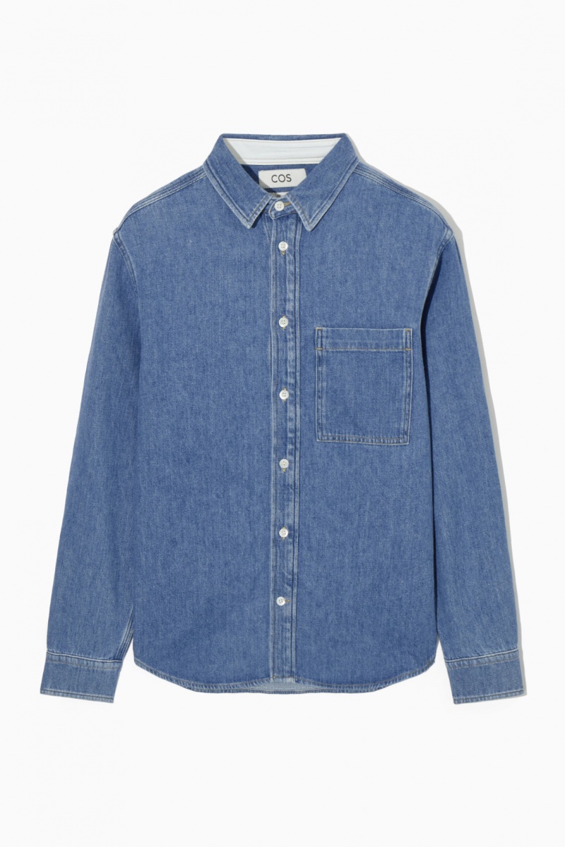 Pánské Košile COS Bavlněné And Linen-Blend Denim Blankyt | EQDI-34915
