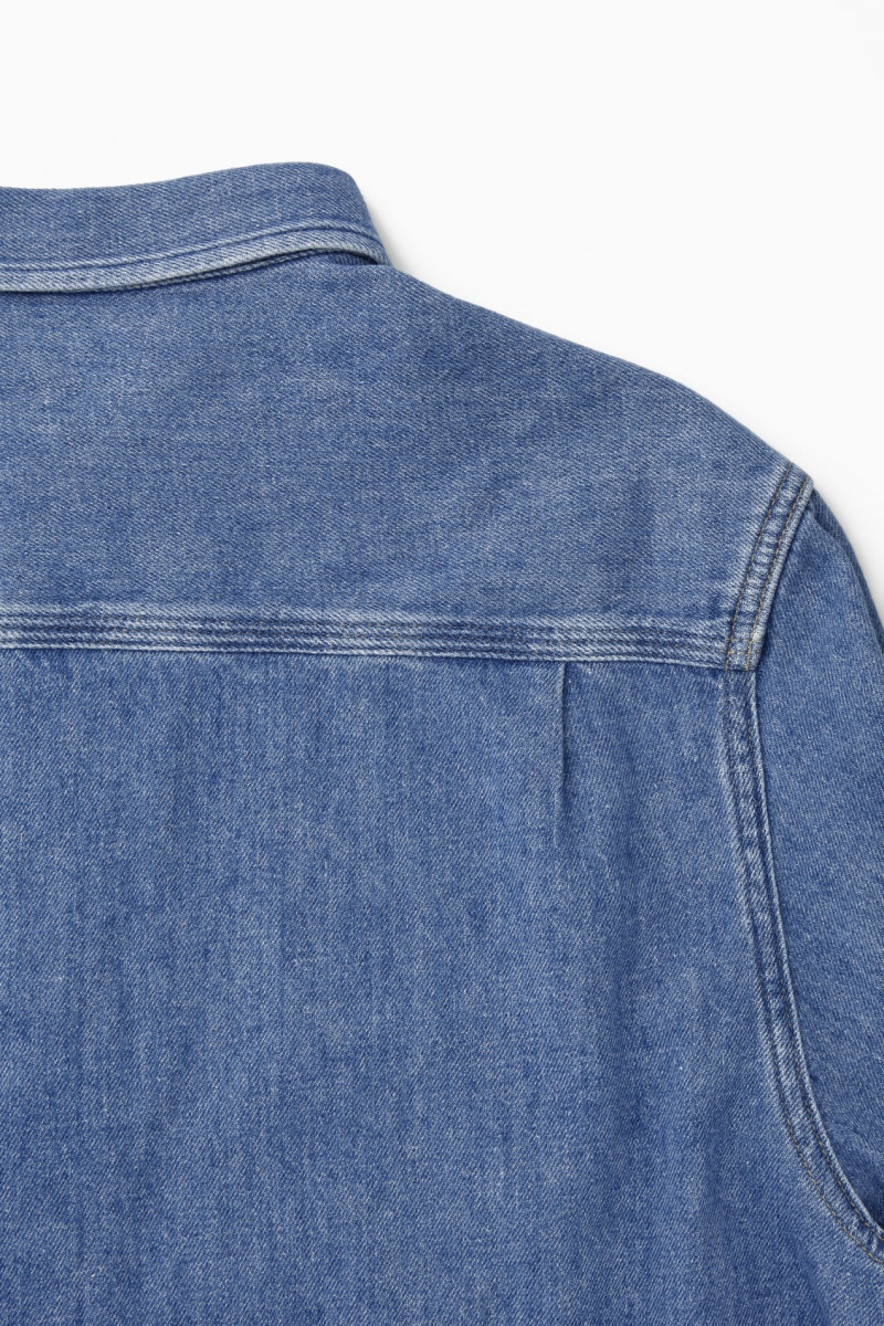 Pánské Košile COS Bavlněné And Linen-Blend Denim Blankyt | EQDI-34915