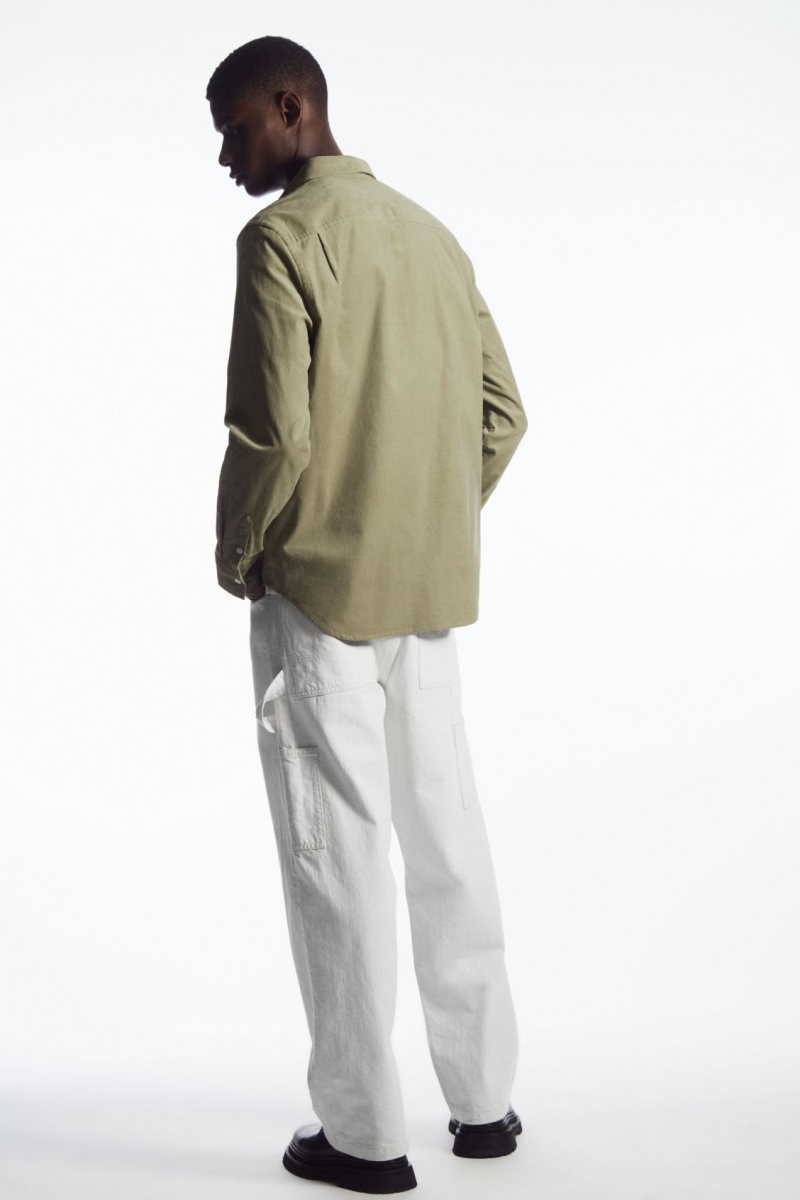 Pánské Košile COS Button-Down Collar Corduroy Tmavě Béžový | ITBC-67351