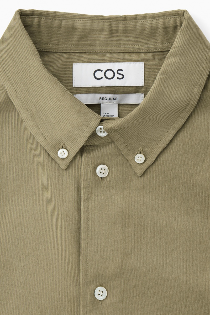 Pánské Košile COS Button-Down Collar Corduroy Tmavě Béžový | ITBC-67351