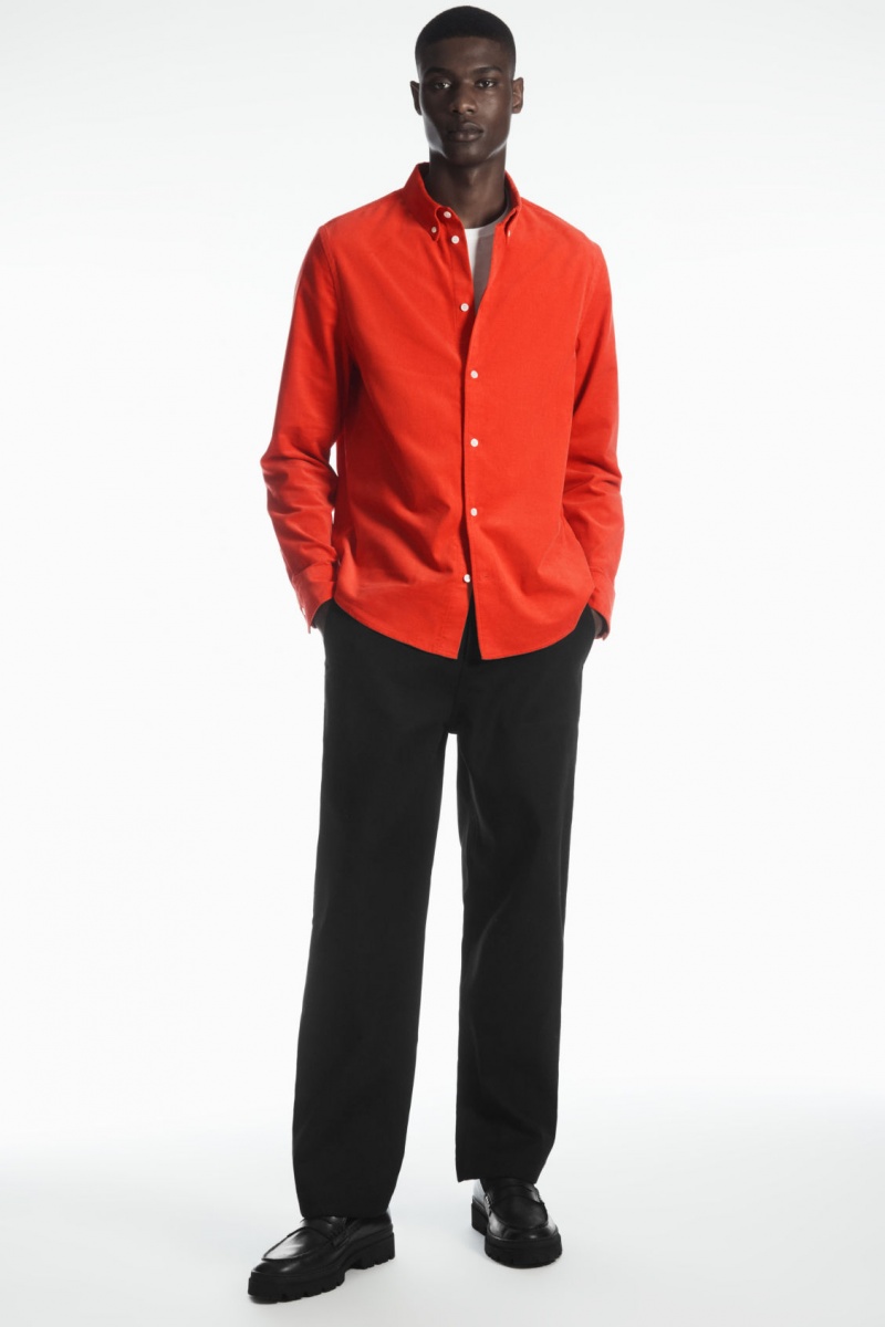 Pánské Košile COS Button-Down Collar Corduroy Oranžové | GJAQ-21894