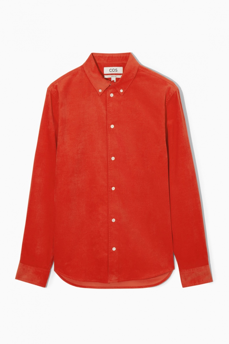 Pánské Košile COS Button-Down Collar Corduroy Oranžové | GJAQ-21894