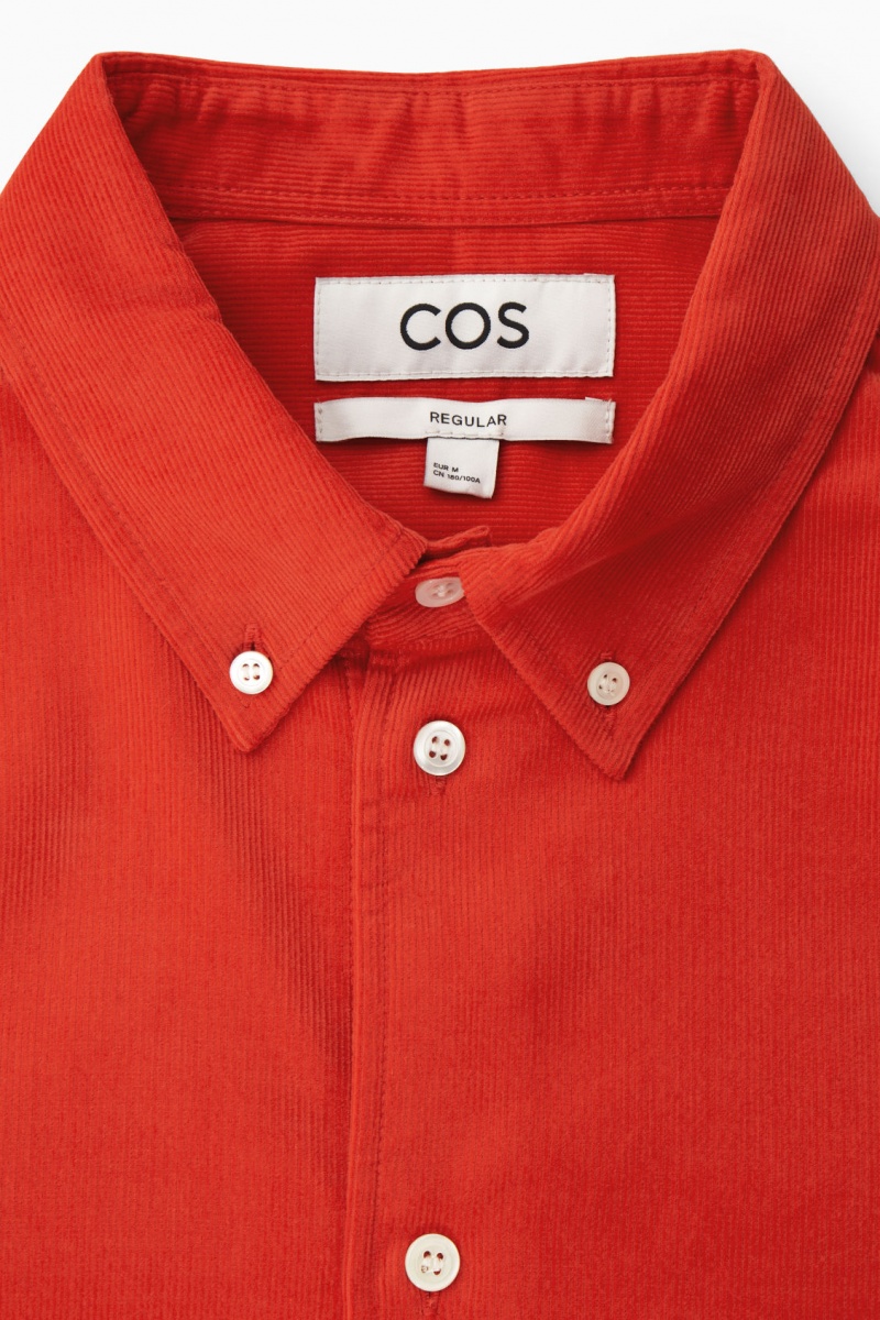 Pánské Košile COS Button-Down Collar Corduroy Oranžové | GJAQ-21894