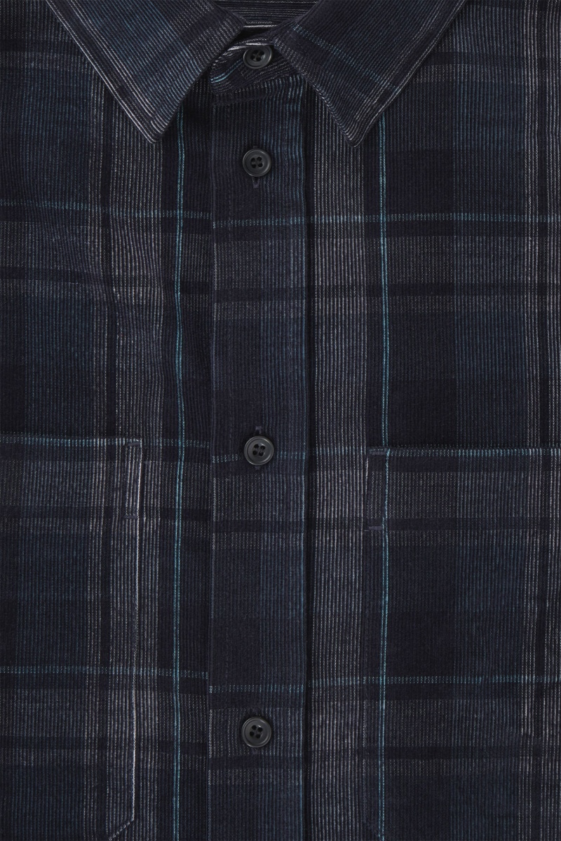 Pánské Košile COS Checked Corduroy Tmavě Blankyt Šedé | LEPK-38072