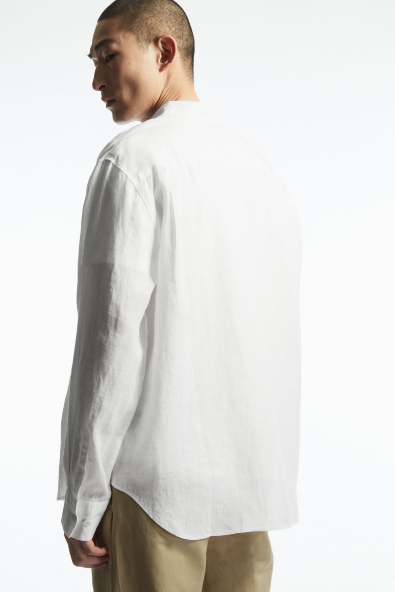 Pánské Košile COS Curved-Hem Linen Bílé | DWJT-56290