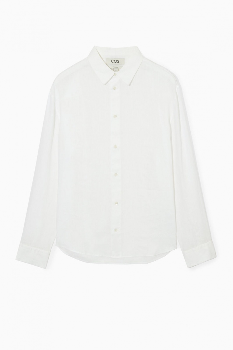 Pánské Košile COS Curved-Hem Linen Bílé | DWJT-56290